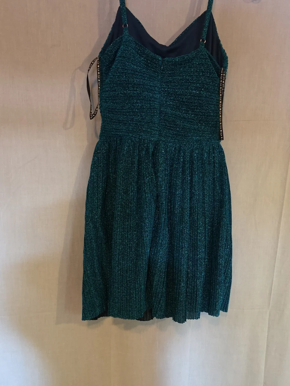 Katie J NYC Emerald Sparkle Spaghetti Strap Mini Dress For Girl XL